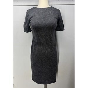 Banana Republic Petite Pleat Cuff Herringbone Sheath Dress, Sz 2 Black White